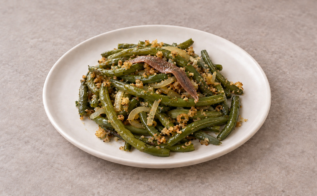 Italian String Beans With Anchovies and Breadcrumbs