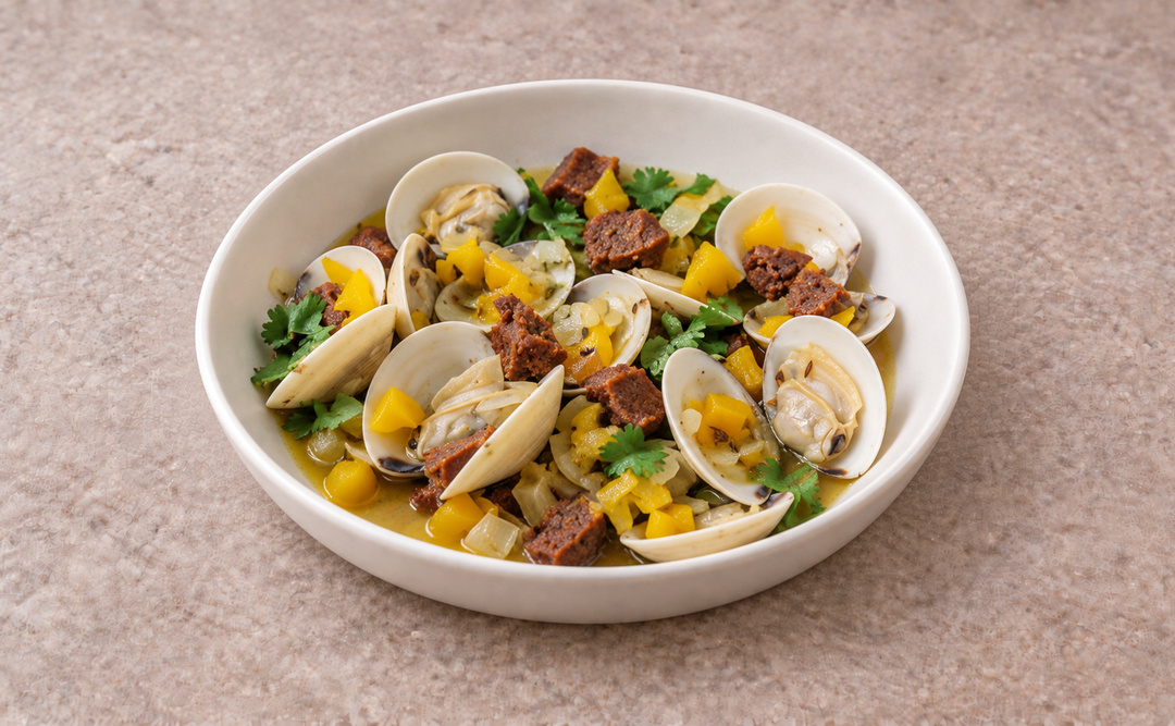 Steamed Clams In Wine and Chorizo
